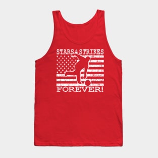 American Flag Bowling USA Patriotic Bowler Stars and Strikes Tank Top